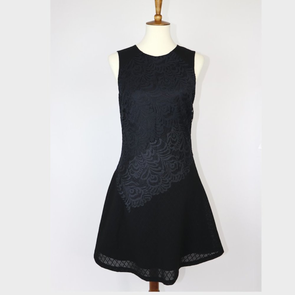 Sandro Paris Black Dress Lace Overlay EU 2 US 8